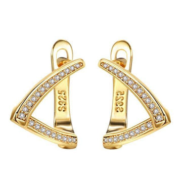 New Fashion Irregular Geometric AAA+ Cubic Zirconia Diamonds Turning Earrings - The Jewellery Supermarket